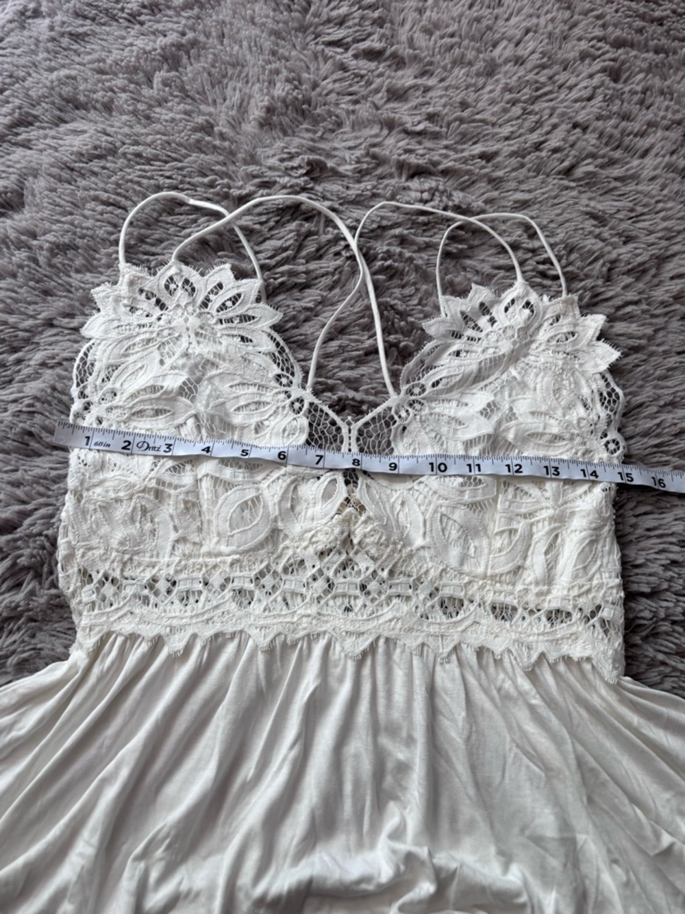 Lace Crochet Peplum Cami Top - White size Large - Picture 3 of 8